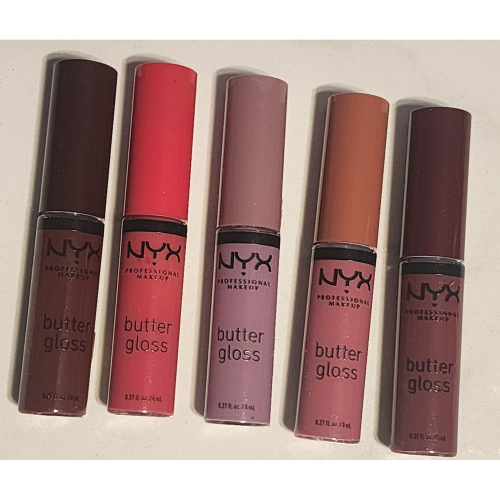 NYX Professional Makeup Butter Gloss Lot of 5 Assorted Nude Pink Berry Shades